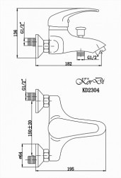 Смеситель для ванны KorDi KD 2304-C6 White