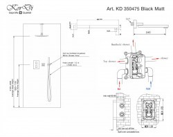 Черный душевой набор KorDi Black Night KD 350475 Thermo Quadro 3-way Black Matt