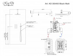 Черный термостатический комплект для душа KorDi Black Night KD 350450 Thermo Quadro Black Matt