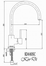 Черный смеситель для кухни KorDi KD 4405C-D19 Black